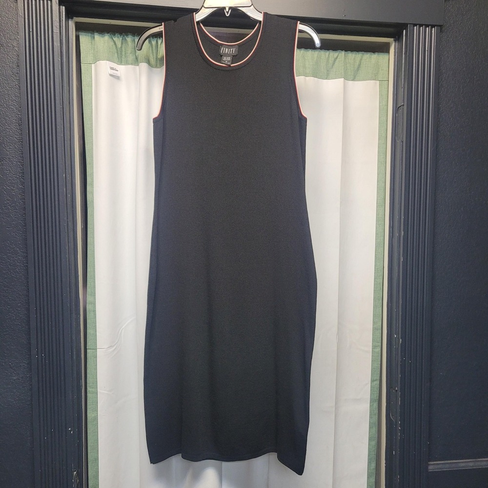 Finity Dress Womens Medium Black Sleeveless Knit Tank Sheath Workwear‎ Office